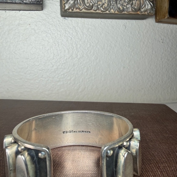 Vintage Taxco Mexico TB-95 .925 Sterling Silver Modernist Panel Cuff 55 grams - Picture 4 of 11